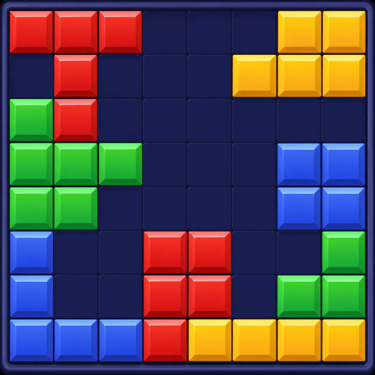 Block Blast colorful puzzle blocks arranged on the game board